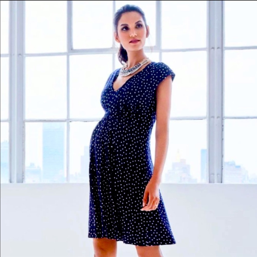 Seraphine Pleated Maternity Dress size 6 Navy